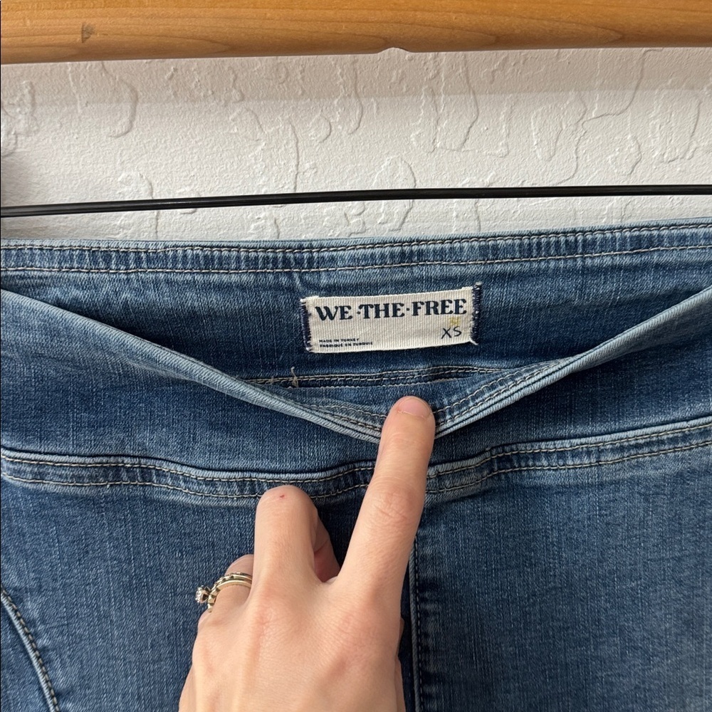 We The Free Double Dutch Split Skinny Jeans Blue Stretch Pull On Size XS - Picture 5 of 8